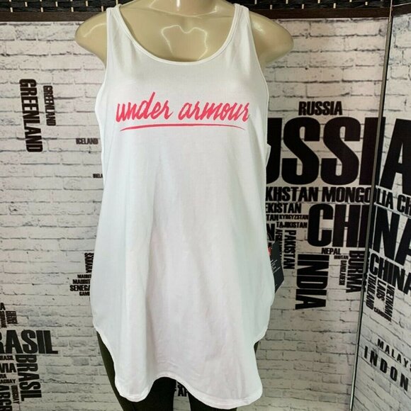 Under Armour  White Logo Strappy Sides Tank Top - Picture 1 of 6